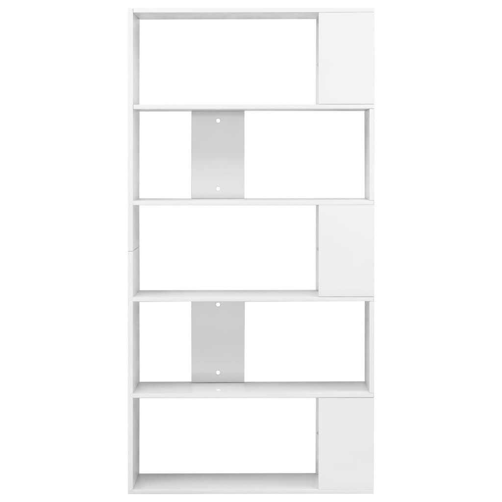 Bibliotecă/Separator cameră, alb extralucios, 80x24x159 cm, PAL GartenMobel Dekor