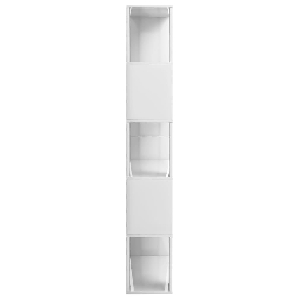 Bibliotecă/Separator cameră, alb extralucios, 80x24x159 cm, PAL GartenMobel Dekor