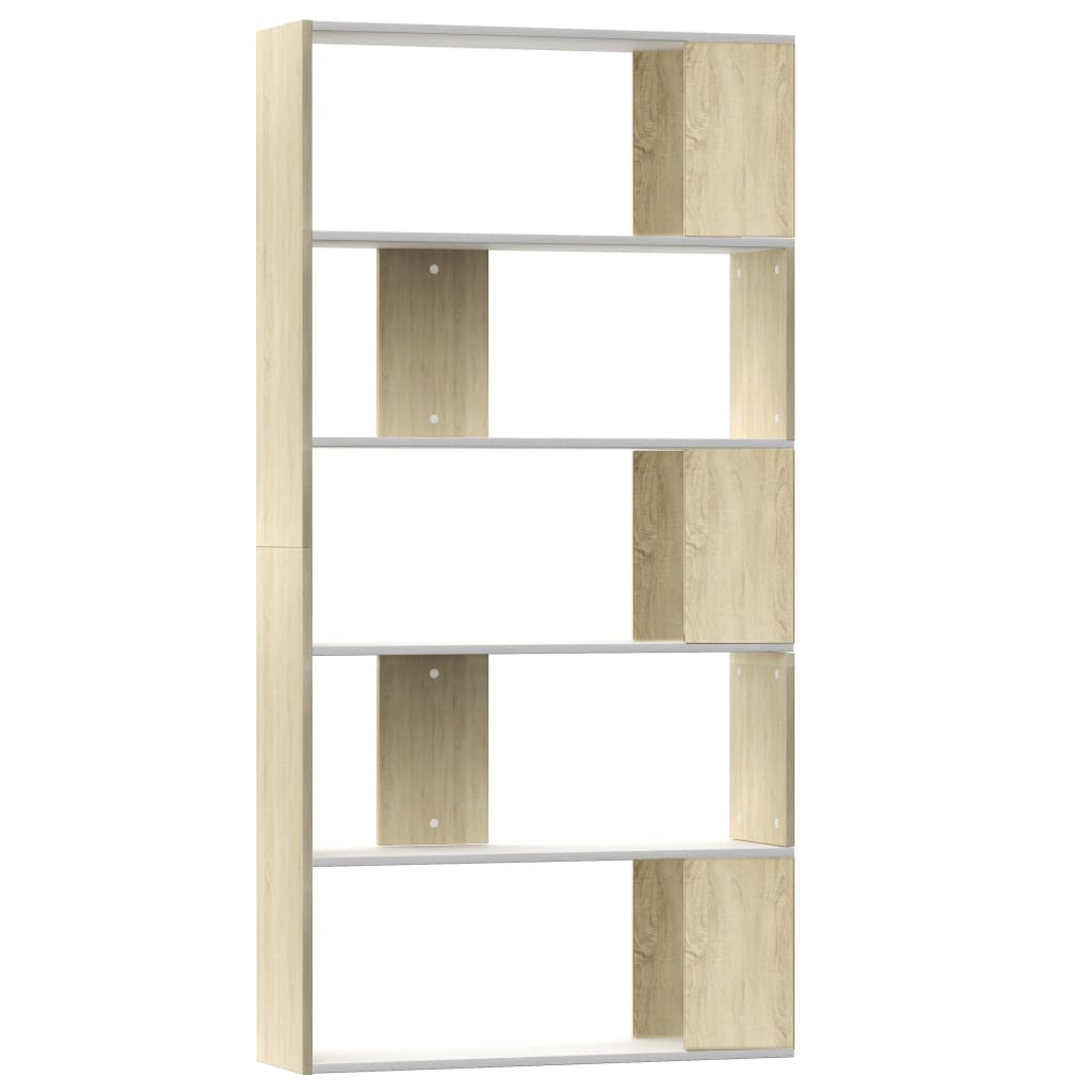 Bibliotecă/Separator cameră alb&stejar sonoma 80x24x159 cm PAL GartenMobel Dekor