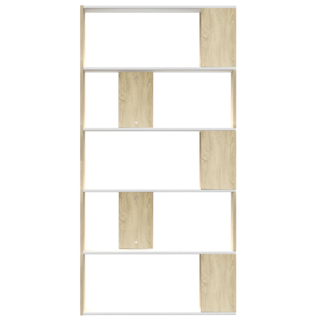 Bibliotecă/Separator cameră alb&stejar sonoma 80x24x159 cm PAL GartenMobel Dekor