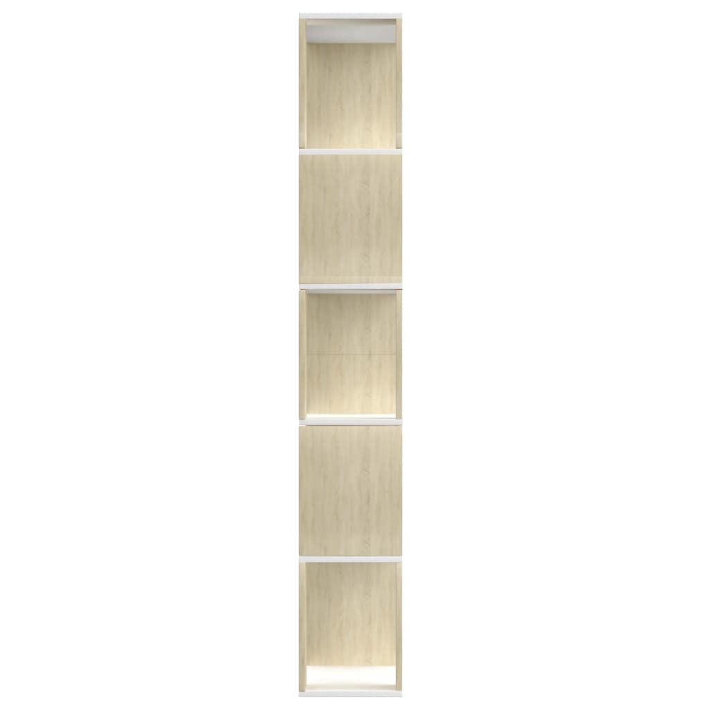 Bibliotecă/Separator cameră alb&stejar sonoma 80x24x159 cm PAL GartenMobel Dekor
