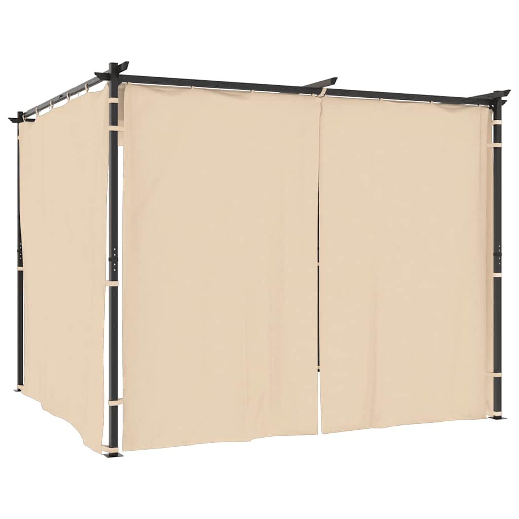 Pavilion cu draperii, crem, 3 x 3 m, oțel GartenMobel Dekor
