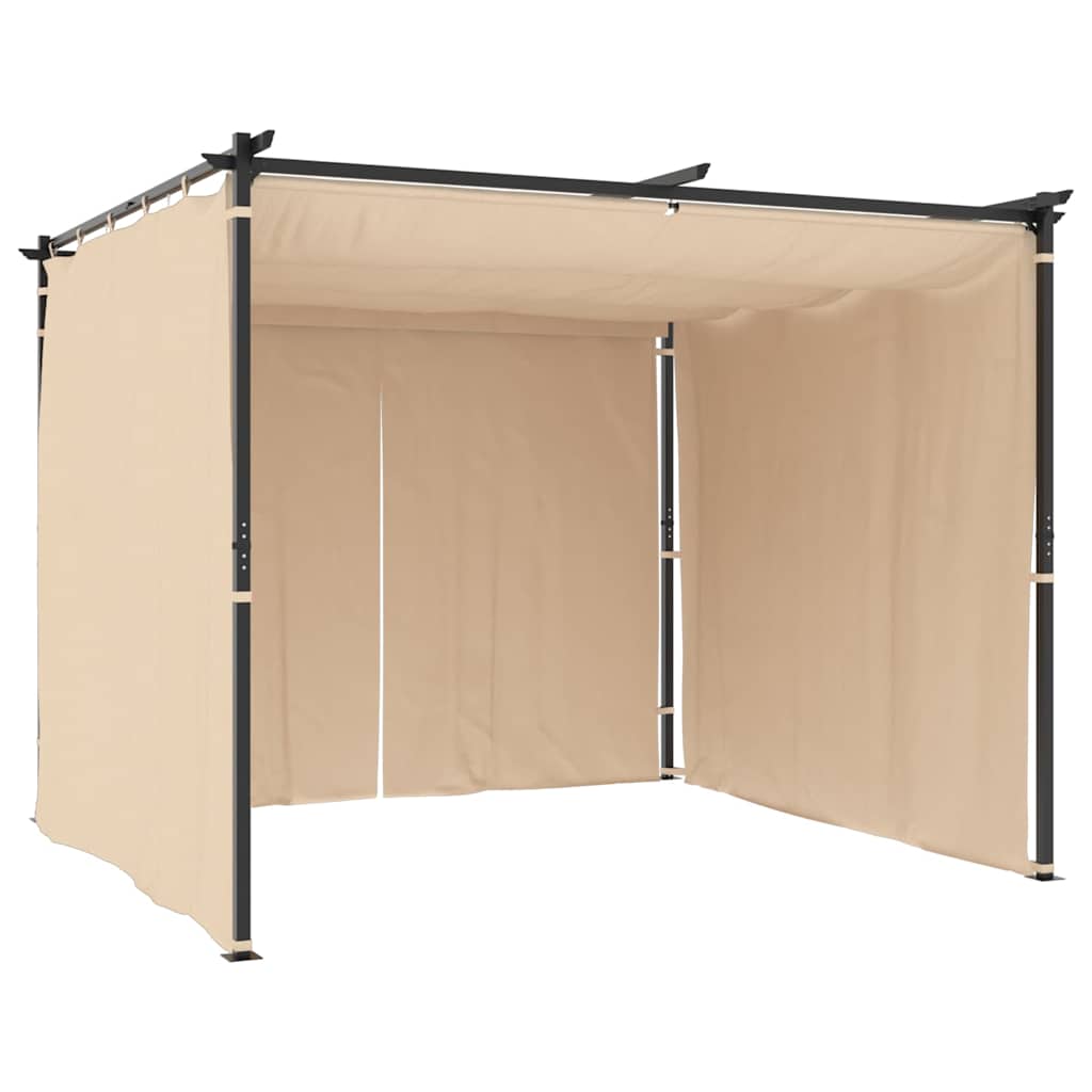 Pavilion cu draperii, crem, 3 x 3 m, oțel GartenMobel Dekor