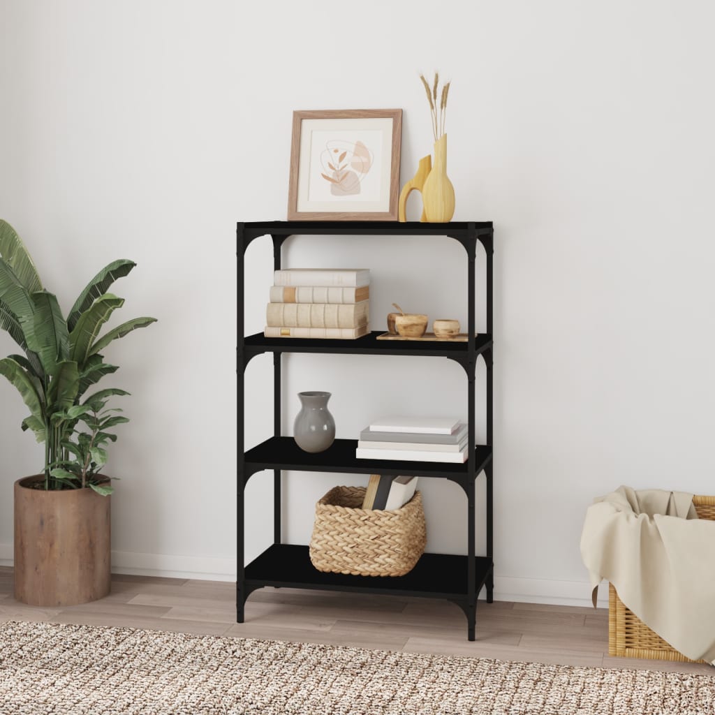 Bibliotecă, negru, 60x33x100 cm, lemn prelucrat și oțel GartenMobel Dekor