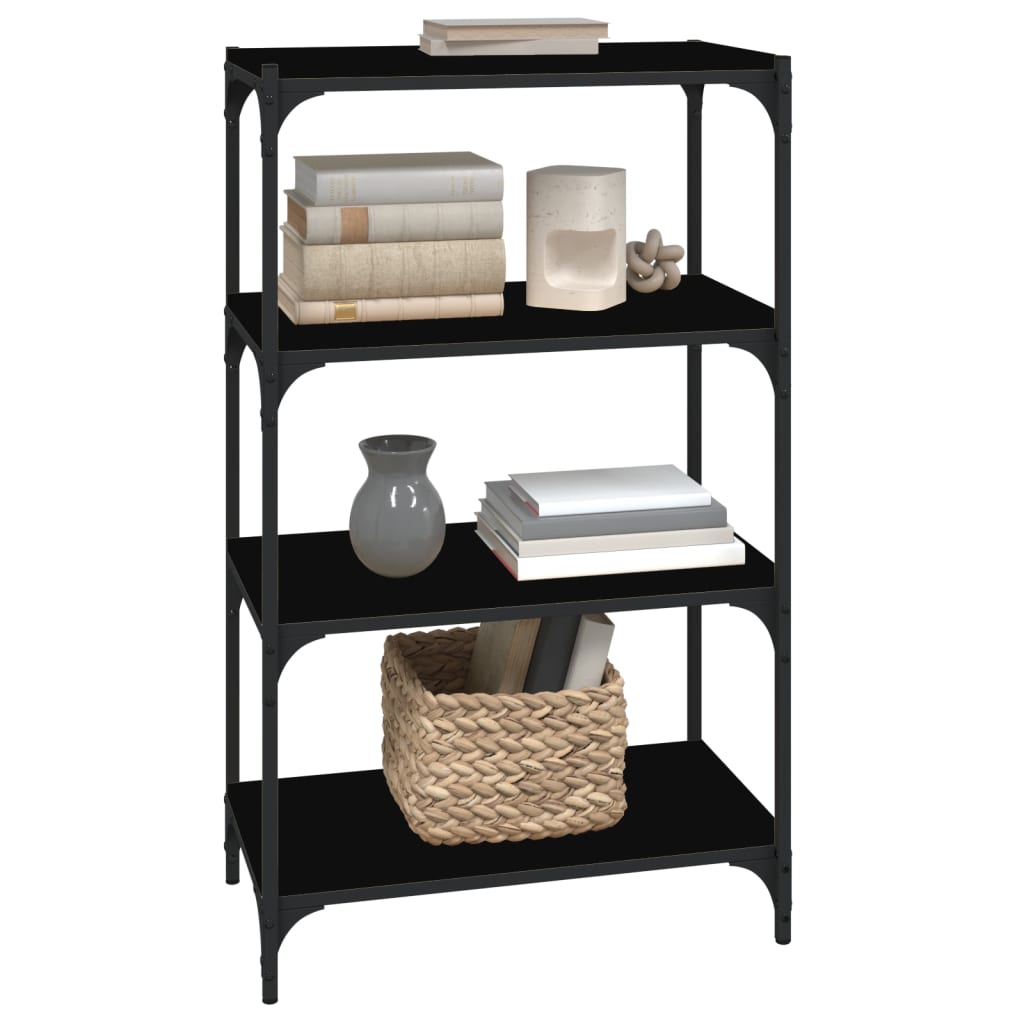 Bibliotecă, negru, 60x33x100 cm, lemn prelucrat și oțel GartenMobel Dekor
