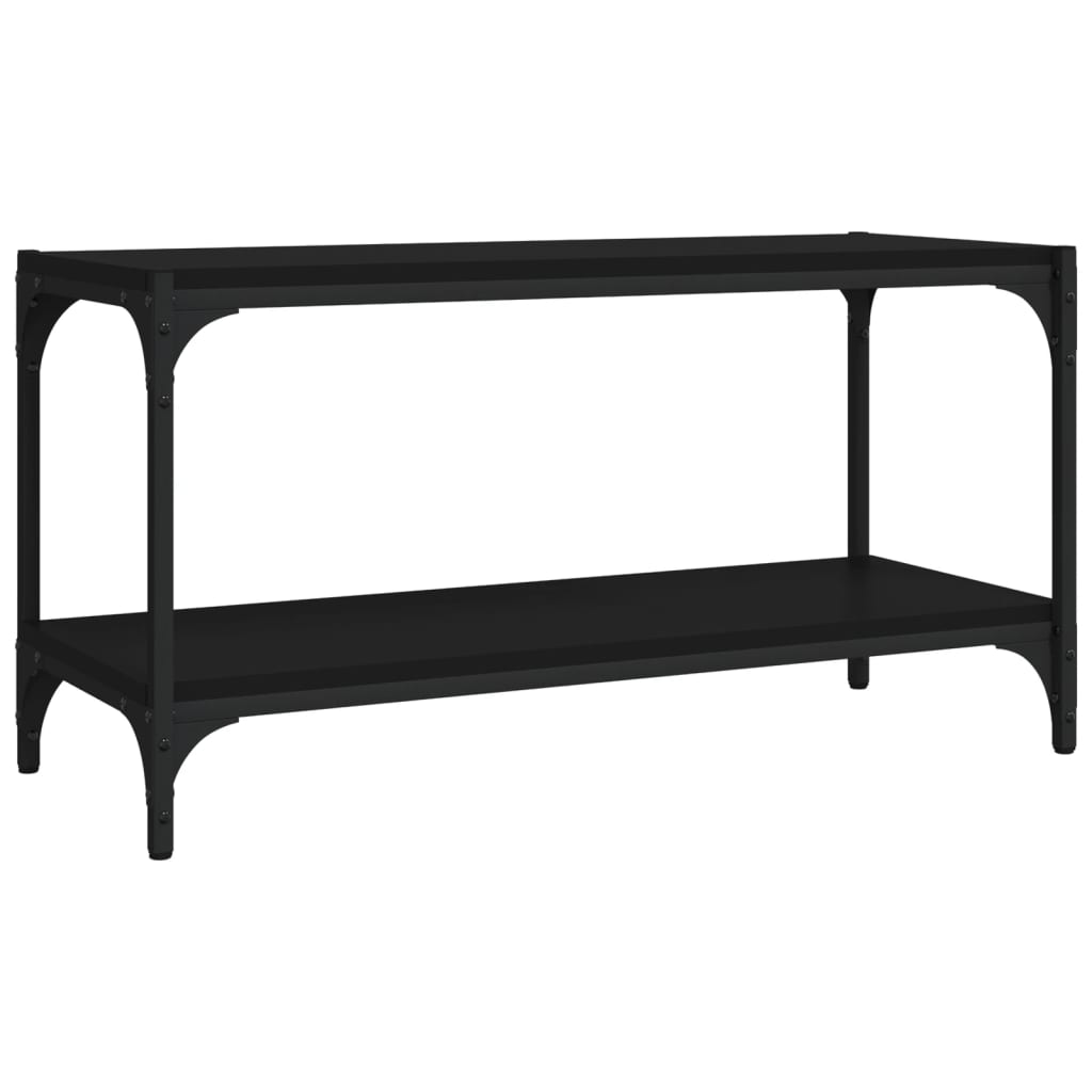 Comodă TV, negru, 80x33x41 cm, lemn prelucrat și oțel GartenMobel Dekor