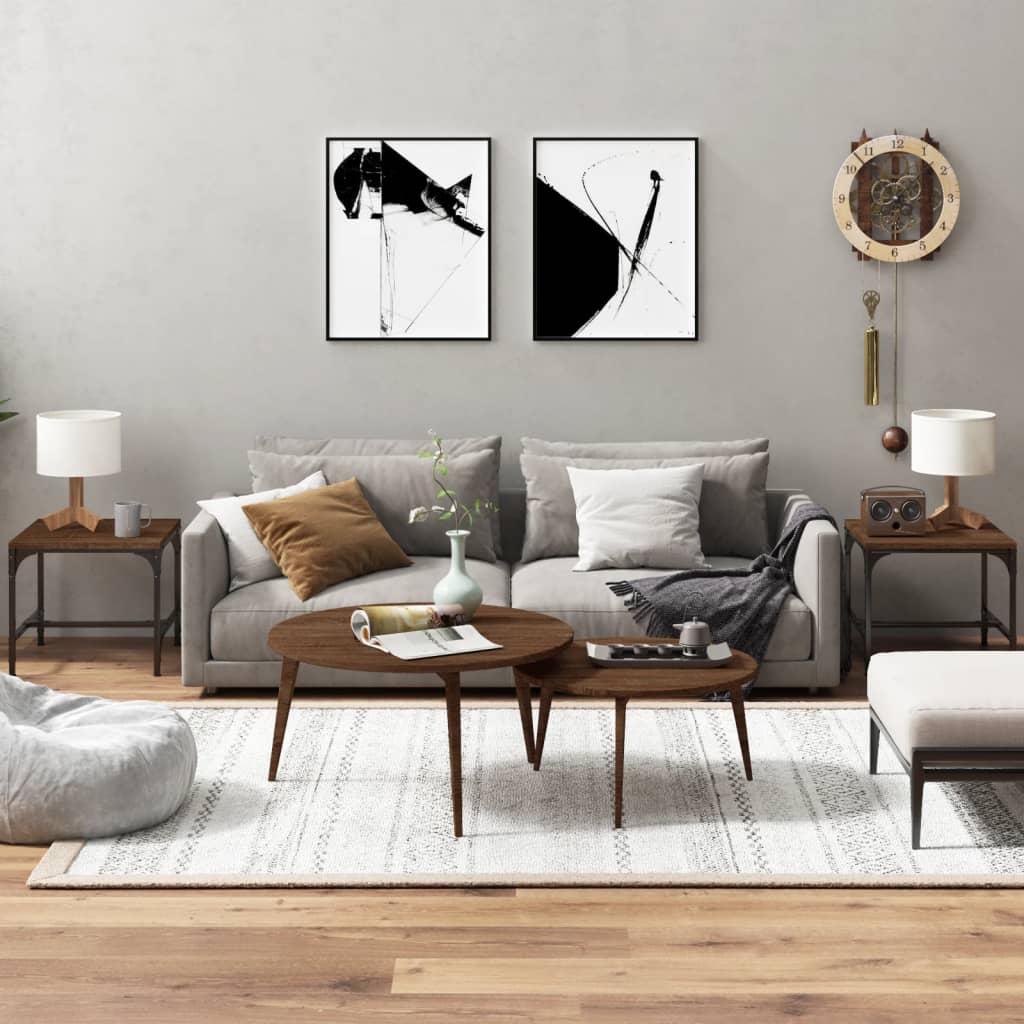 Mese laterale, 2 buc. stejar maro 40x40x35 cm lemn prelucrat GartenMobel Dekor