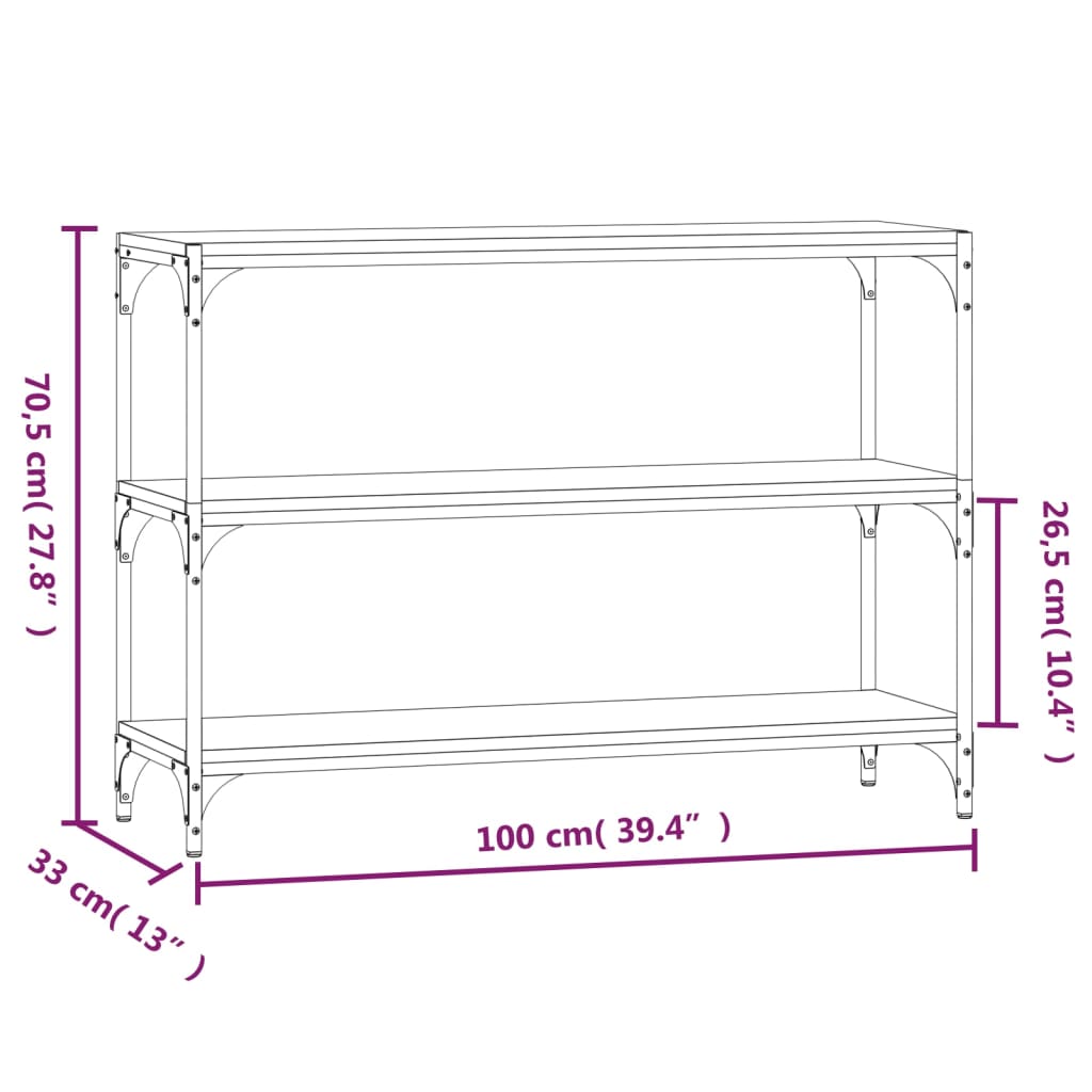 Raft cărți stejar fumuriu 100x33x70,5 cm lemn prelucrat și oțel GartenMobel Dekor