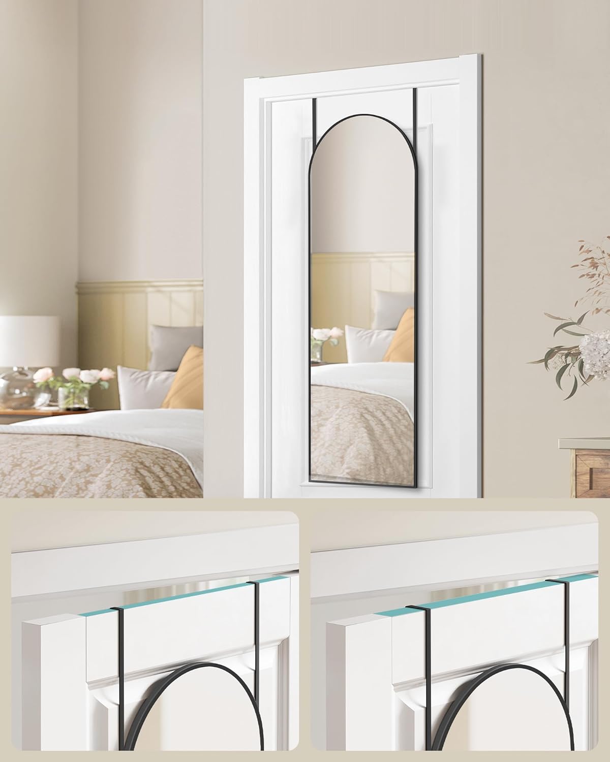 SONGMICS Oglinda decorativa cu rama curbata, 120x40 cm, montaj pe perete sau usa, negru Household NewTrend