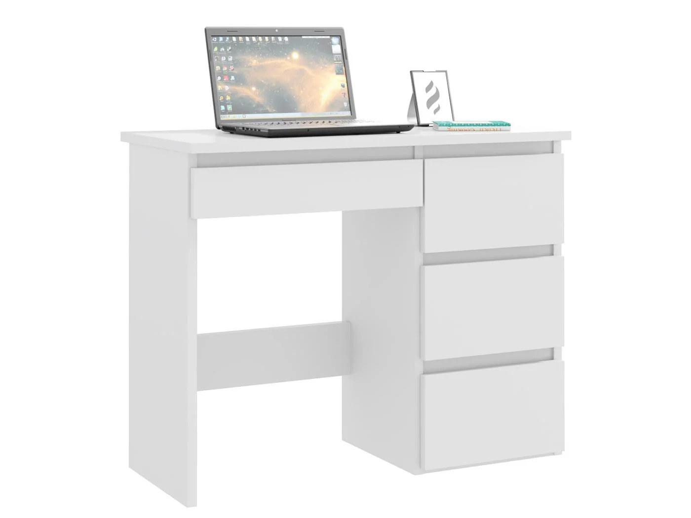 Birou calculator Beta 3 cu 4 sertare, 94x43x75 cm, finisaj alb Household NewTrend