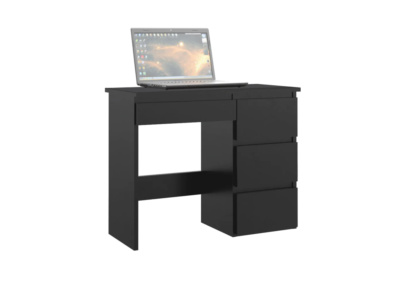 Birou calculator Beta 3 cu 4 sertare, 94x43x75 cm, finisaj negru Household NewTrend