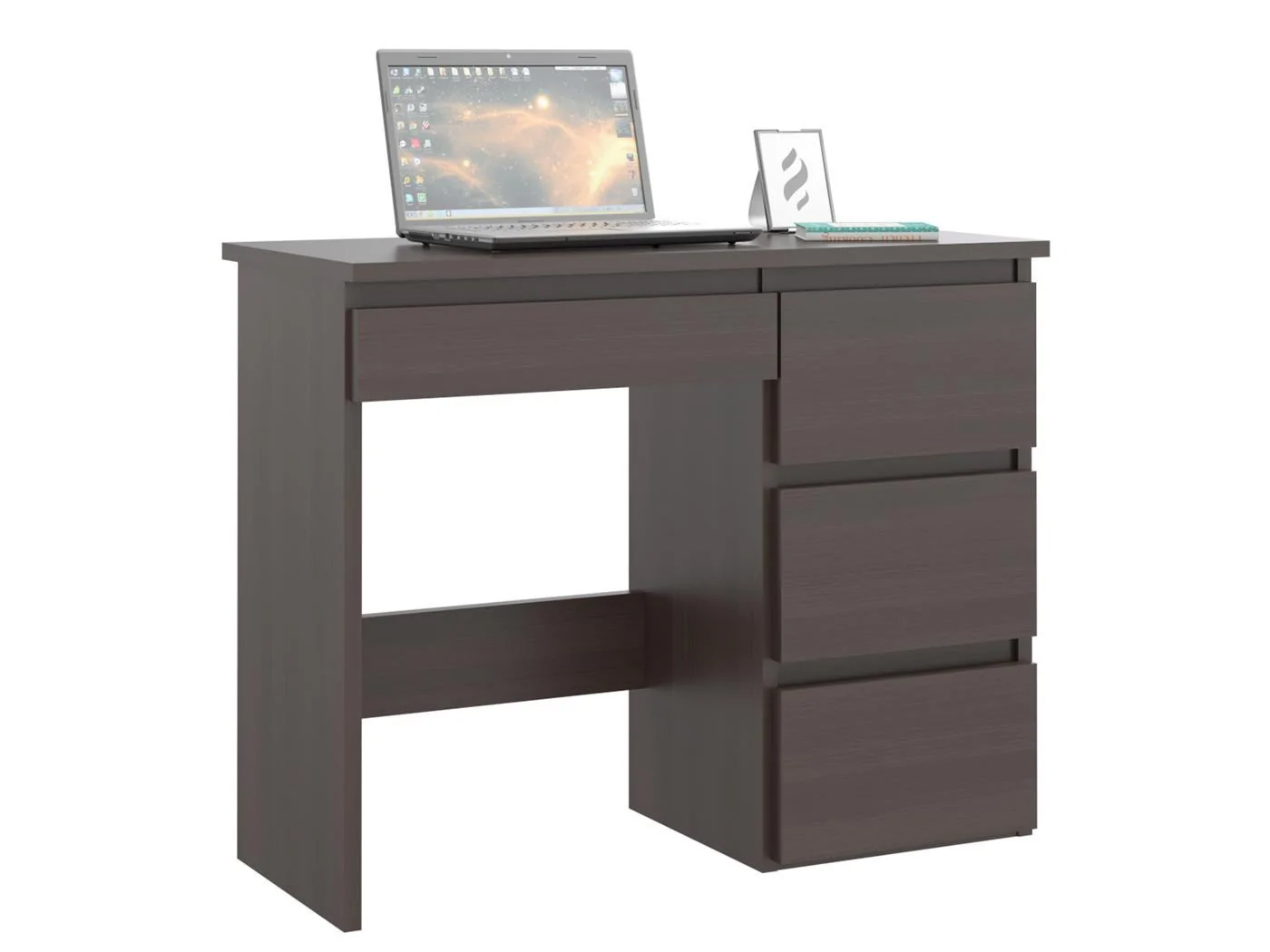 Birou calculator Beta 3 cu 4 sertare, 94x43x75 cm, finisaj wenge Household NewTrend