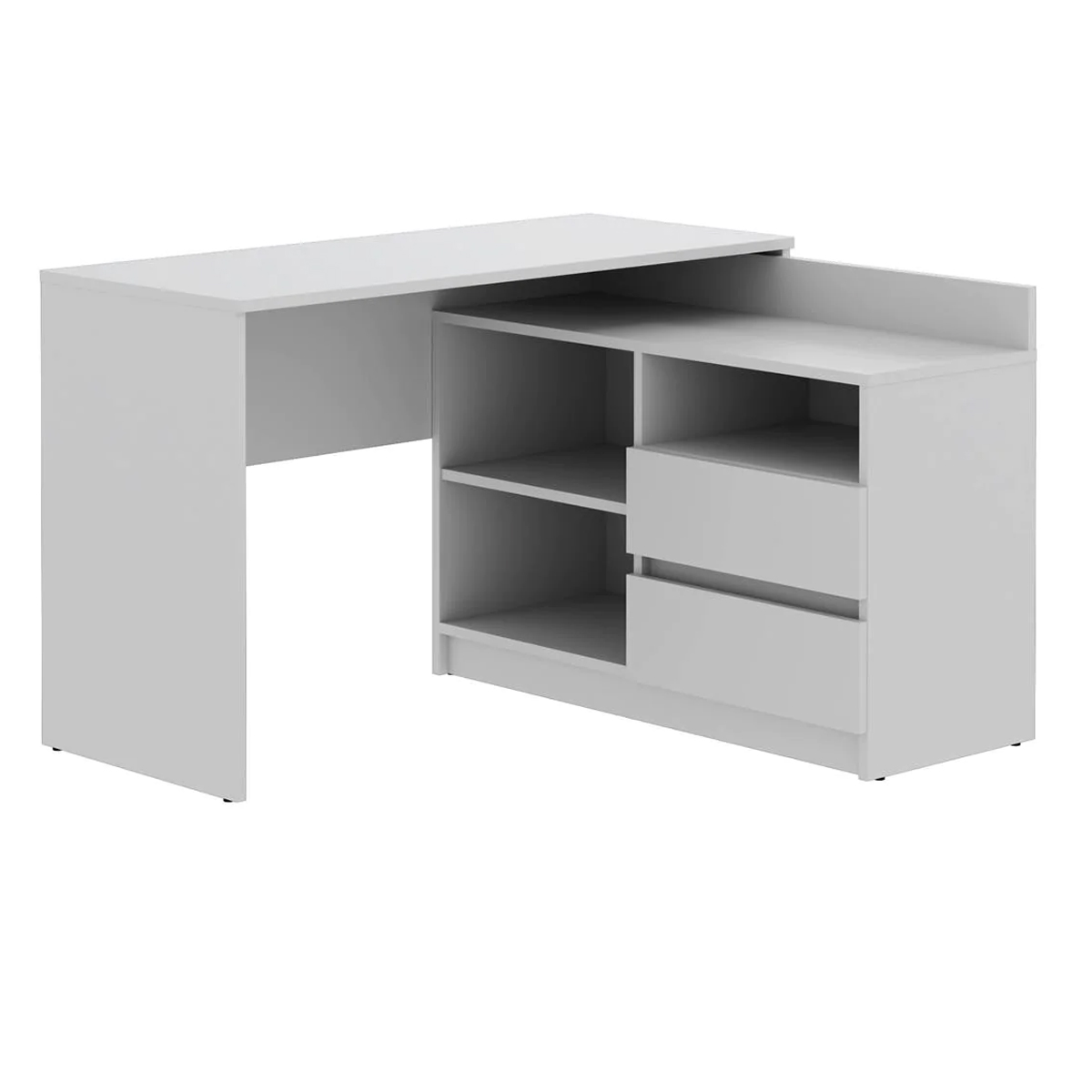 Birou colt Delta 120x50x75 cm cu comoda 100x42x72 cm, 2 sertare, montaj stanga/dreapta, alb Household NewTrend