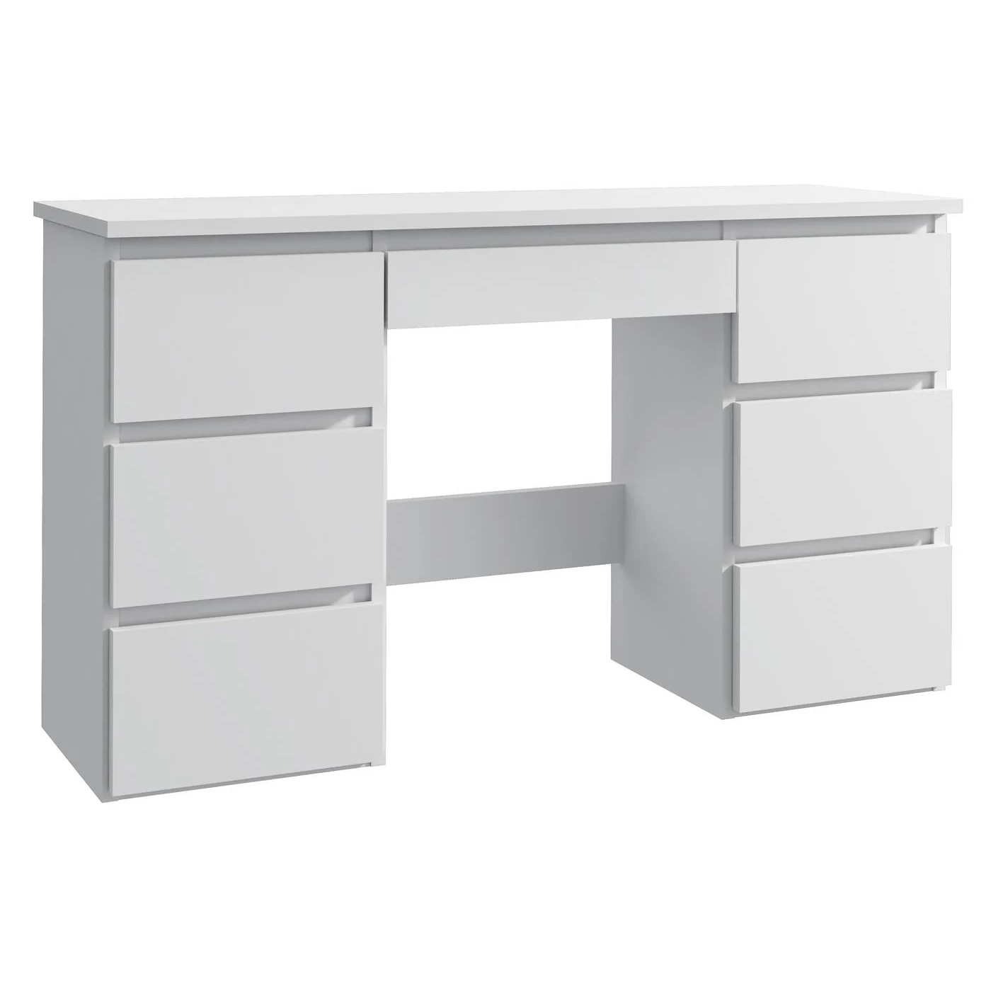 Birou cu 7 sertare Beta 4 120x43x75 cm, design minimalist, alb Household NewTrend