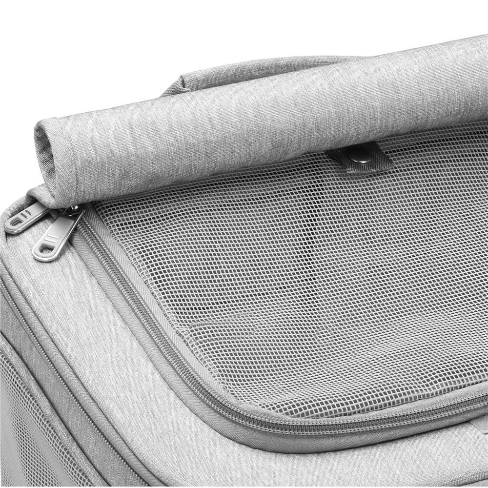 Carucior tip troller pentru transport animale, dublu cu 2 compartimente separate, maxim 22 kg, 55x34x26 cm, gri Household NewTrend