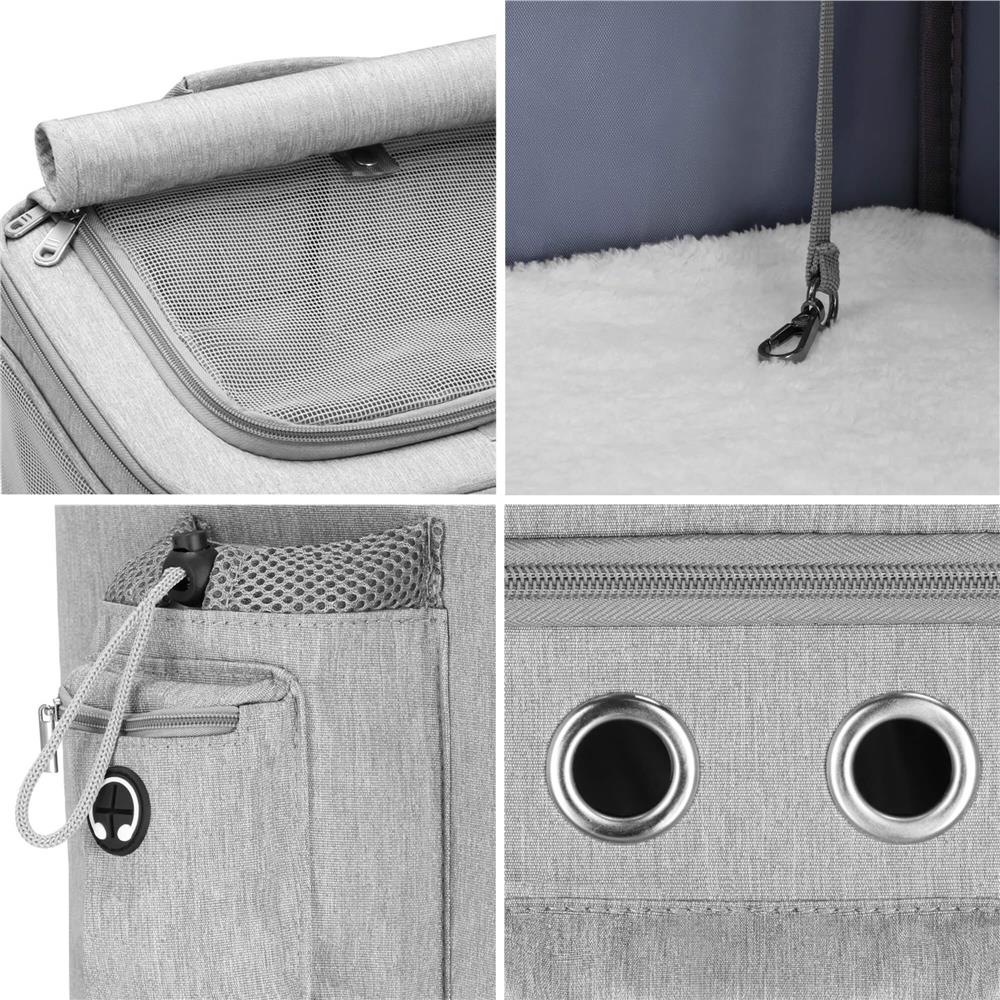 Carucior tip troller pentru transport animale, dublu cu 2 compartimente separate, maxim 22 kg, 55x34x26 cm, gri Household NewTrend