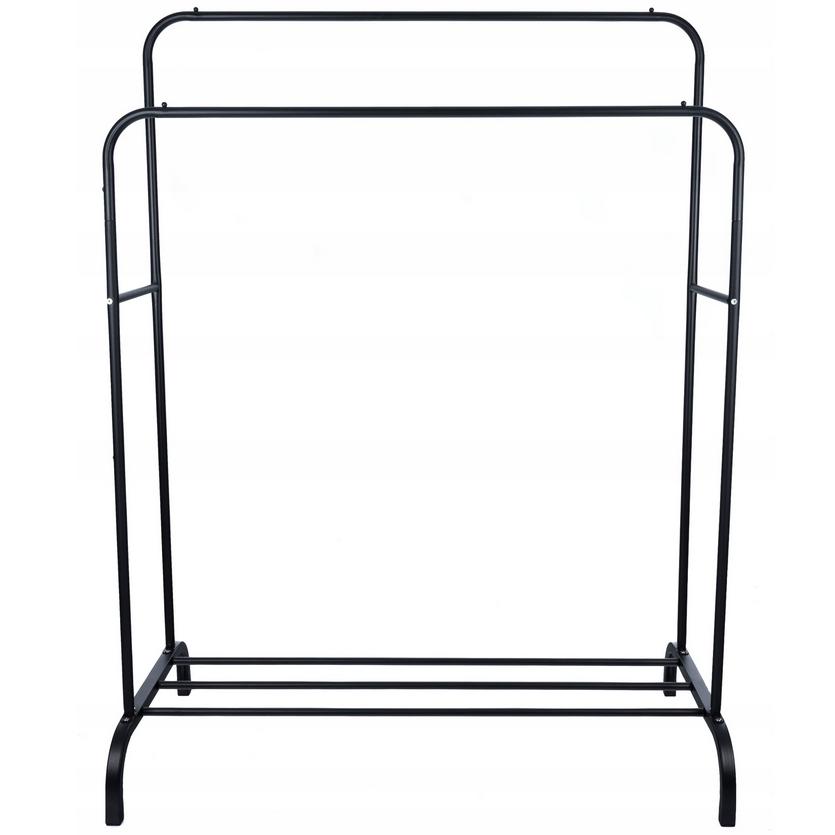 Suport metalic pentru haine 110x55x145 cm, cu bara dubla si raft pentru incaltaminte, negru Household NewTrend