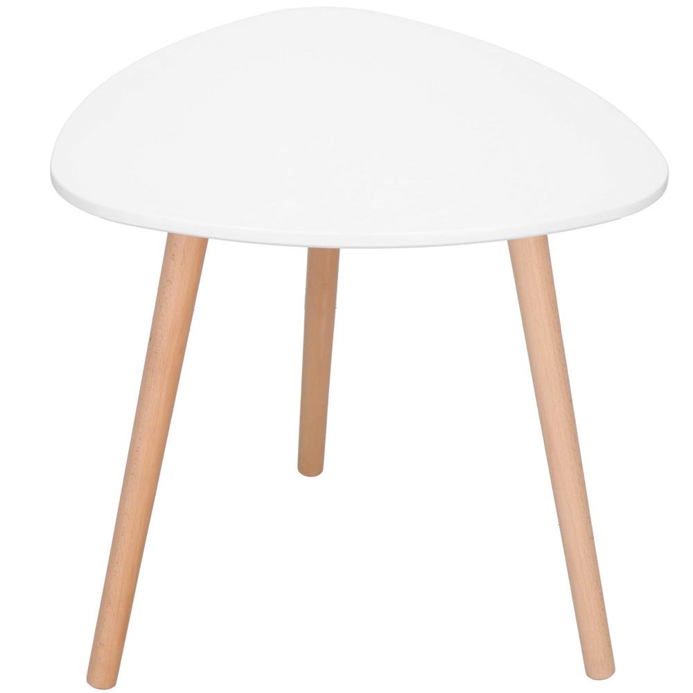 Masa de cafea, ovala, diametru 50 cm, inaltime 48 cm, Blat MDF, Picioare lemn, Alb Household NewTrend
