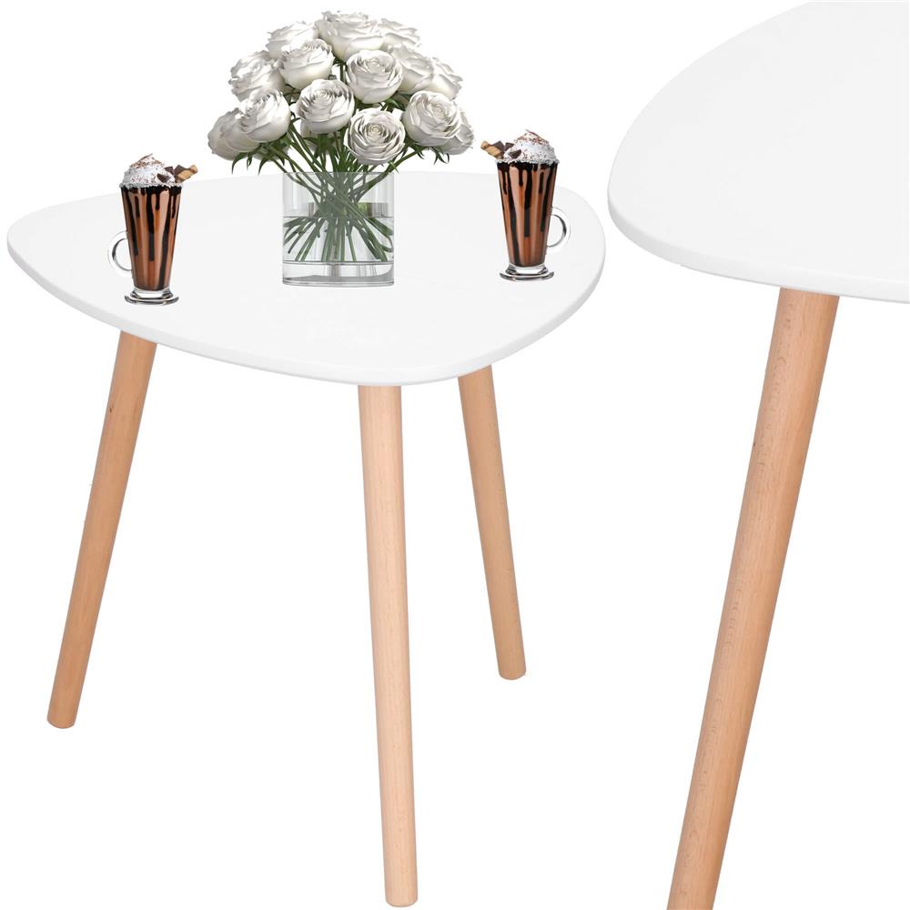 Masa de cafea, ovala, diametru 50 cm, inaltime 48 cm, Blat MDF, Picioare lemn, Alb Household NewTrend