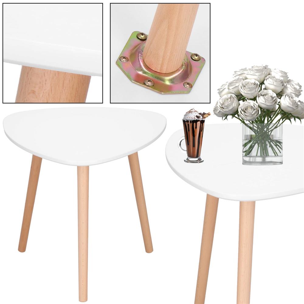 Masa de cafea, ovala, diametru 50 cm, inaltime 48 cm, Blat MDF, Picioare lemn, Alb Household NewTrend