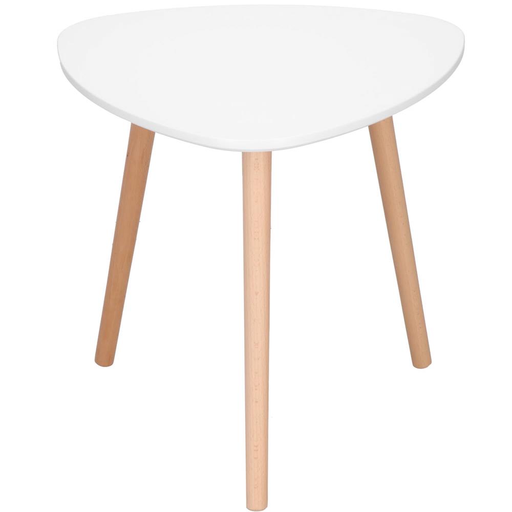 Masa de cafea, ovala, diametru 50 cm, inaltime 48 cm, Blat MDF, Picioare lemn, Alb Household NewTrend