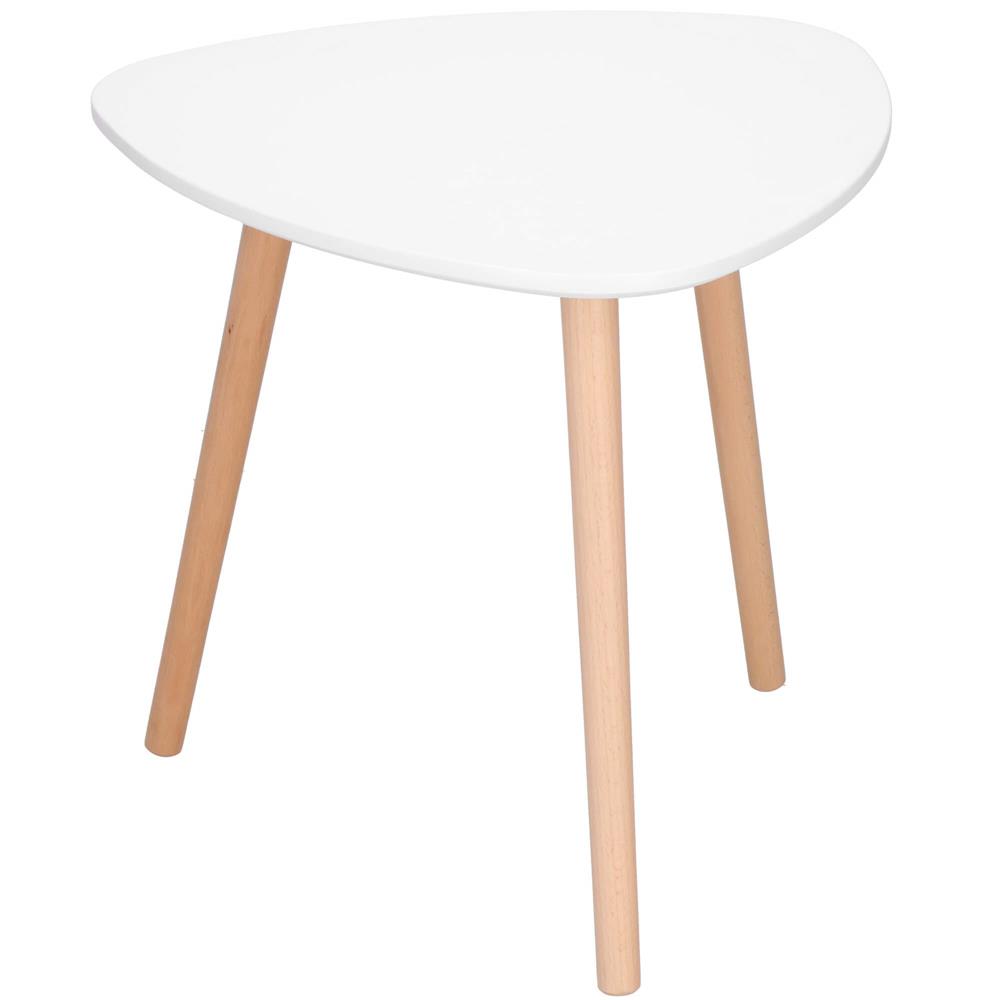 Masa de cafea, ovala, diametru 50 cm, inaltime 48 cm, Blat MDF, Picioare lemn, Alb Household NewTrend