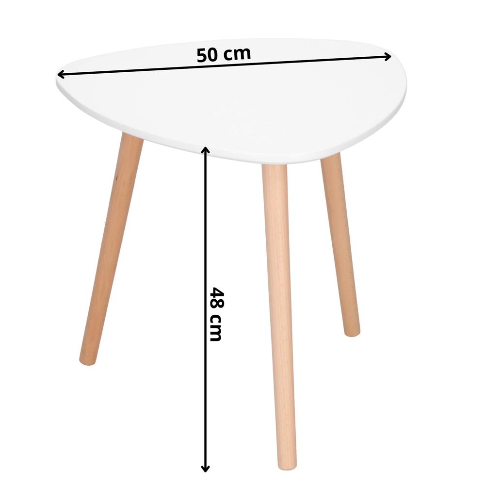 Masa de cafea, ovala, diametru 50 cm, inaltime 48 cm, Blat MDF, Picioare lemn, Alb Household NewTrend
