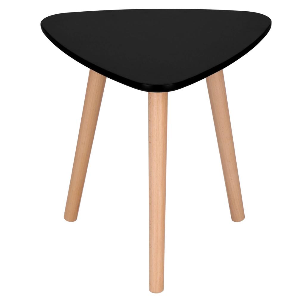 Set 2 mese de cafea, ovale, 54x45 cm si 41x40 cm, Blat MDF, Picioare lemn, Negru Household NewTrend