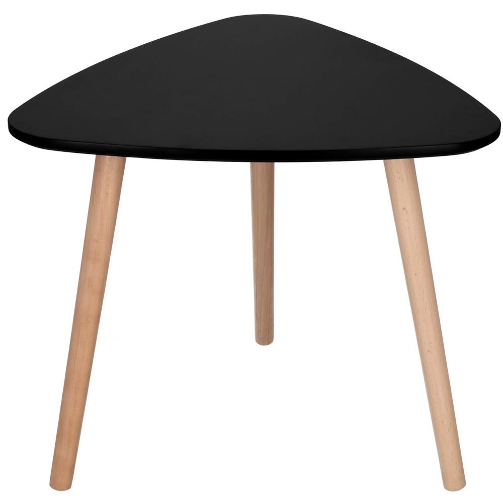 Set 2 mese de cafea, ovale, 54x45 cm si 41x40 cm, Blat MDF, Picioare lemn, Negru Household NewTrend
