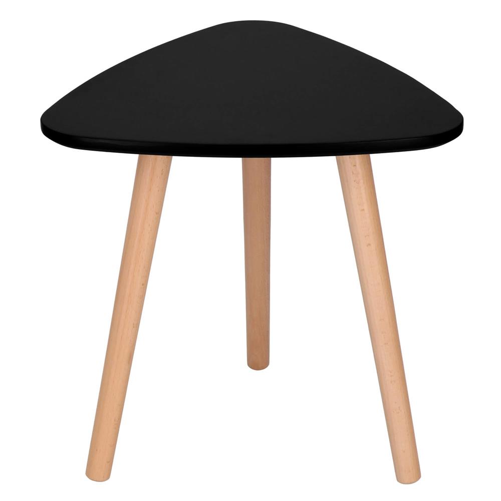 Set 2 mese de cafea, ovale, 54x45 cm si 41x40 cm, Blat MDF, Picioare lemn, Negru Household NewTrend