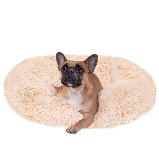 Pat Sersimo pentru caini si pisici, cu husa detasabila, crem, diametru 80cm Household NewTrend