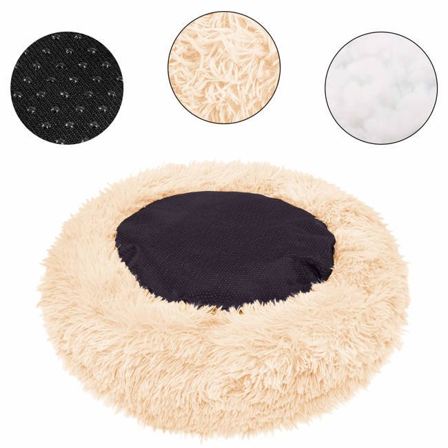 Pat Sersimo pentru caini si pisici, cu husa detasabila, crem, diametru 80cm Household NewTrend
