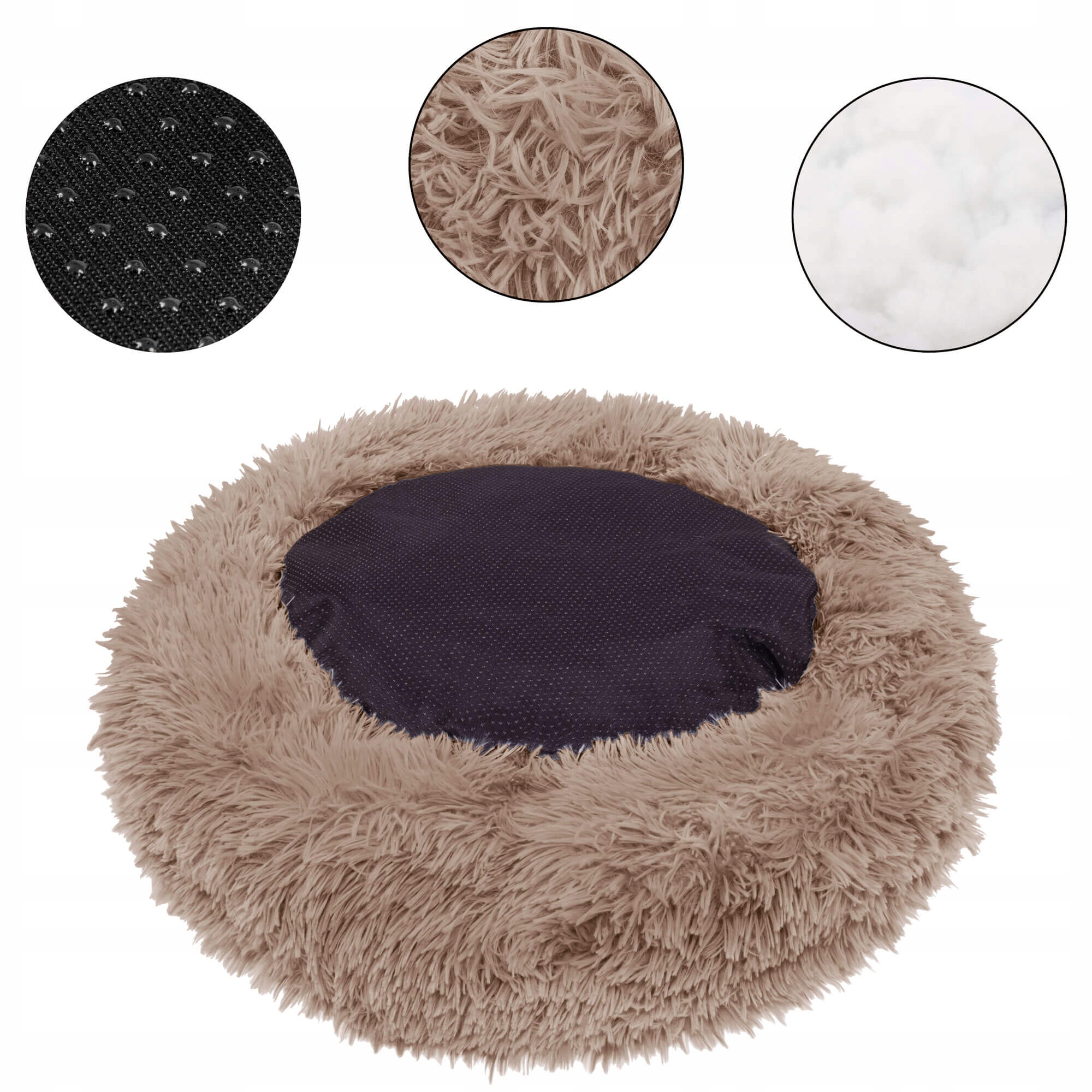 Pat Sersimo pentru caini si pisici, cu husa detasabila, maro deschis, diametru 80cm Household NewTrend