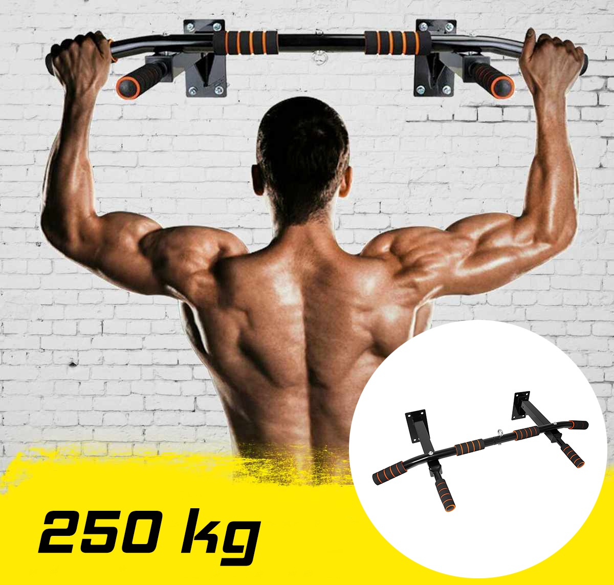 Bara de tractiuni, multifunctionala, pentru perete, cu manere antiderapante, capacitate 250kg Household NewTrend