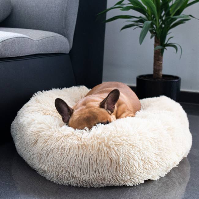 Pat Sersimo pentru caini si pisici, cu husa detasabila, bej, diametru 60cm Household NewTrend
