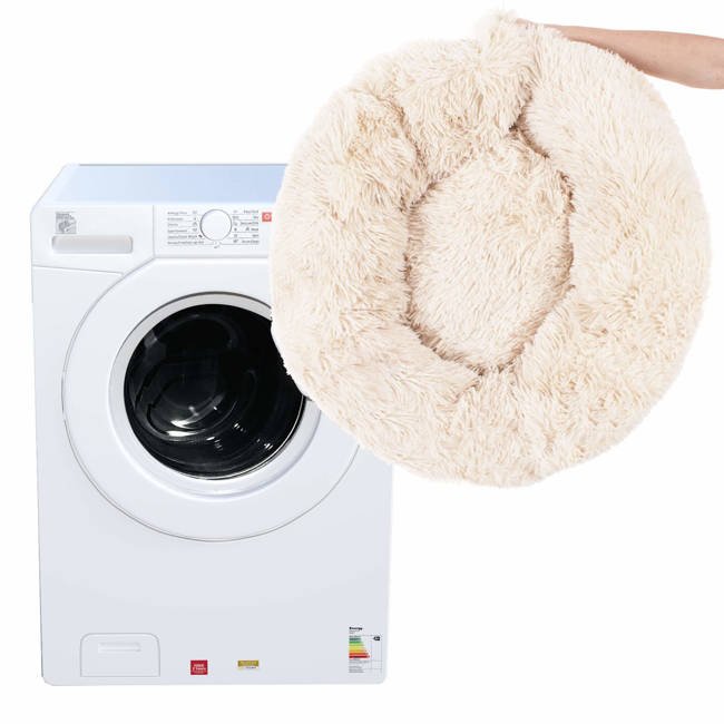 Pat Sersimo pentru caini si pisici, cu husa detasabila, bej, diametru 60cm Household NewTrend