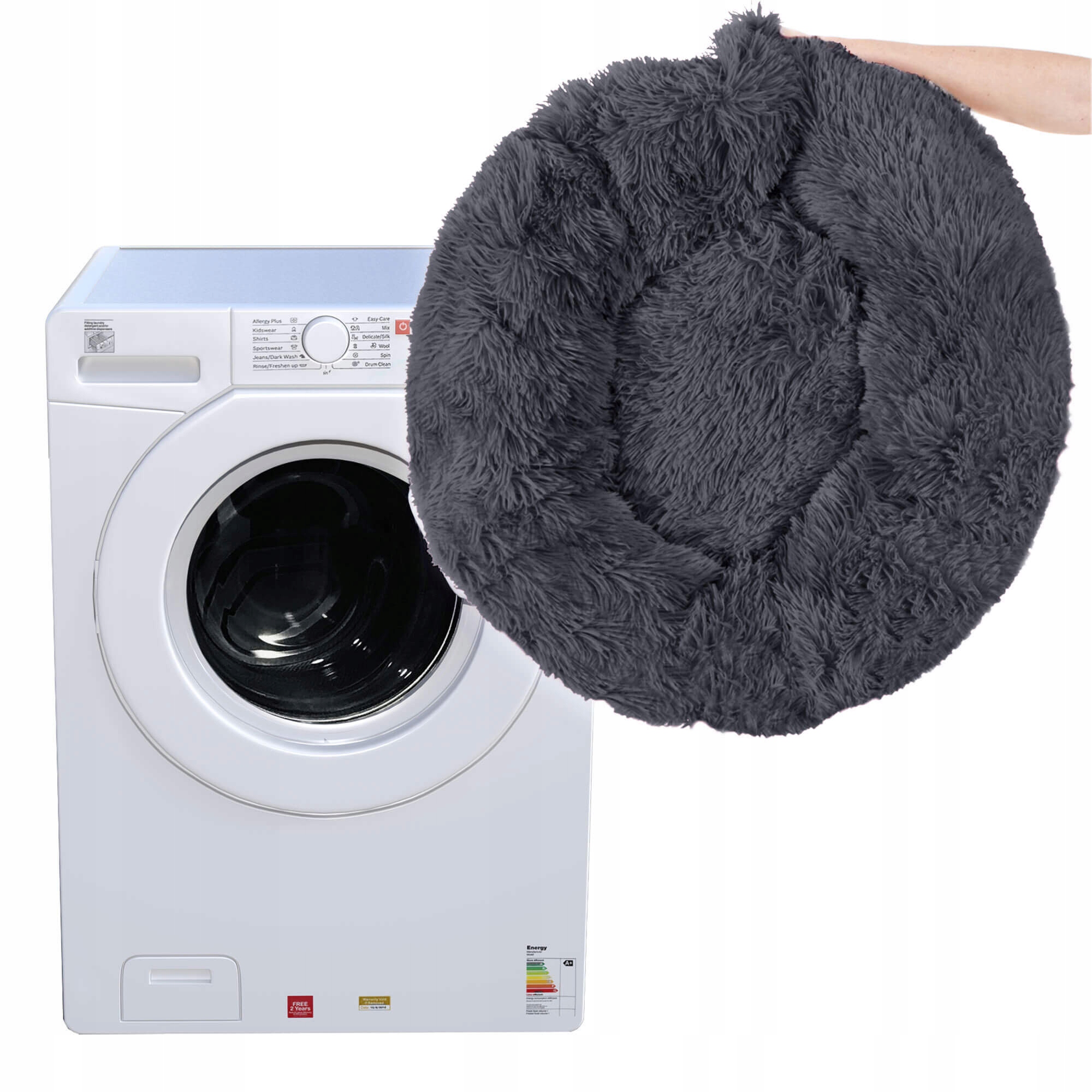 Pat Sersimo pentru caini si pisici, cu husa detasabila, gri inchis, diametru 80cm Household NewTrend