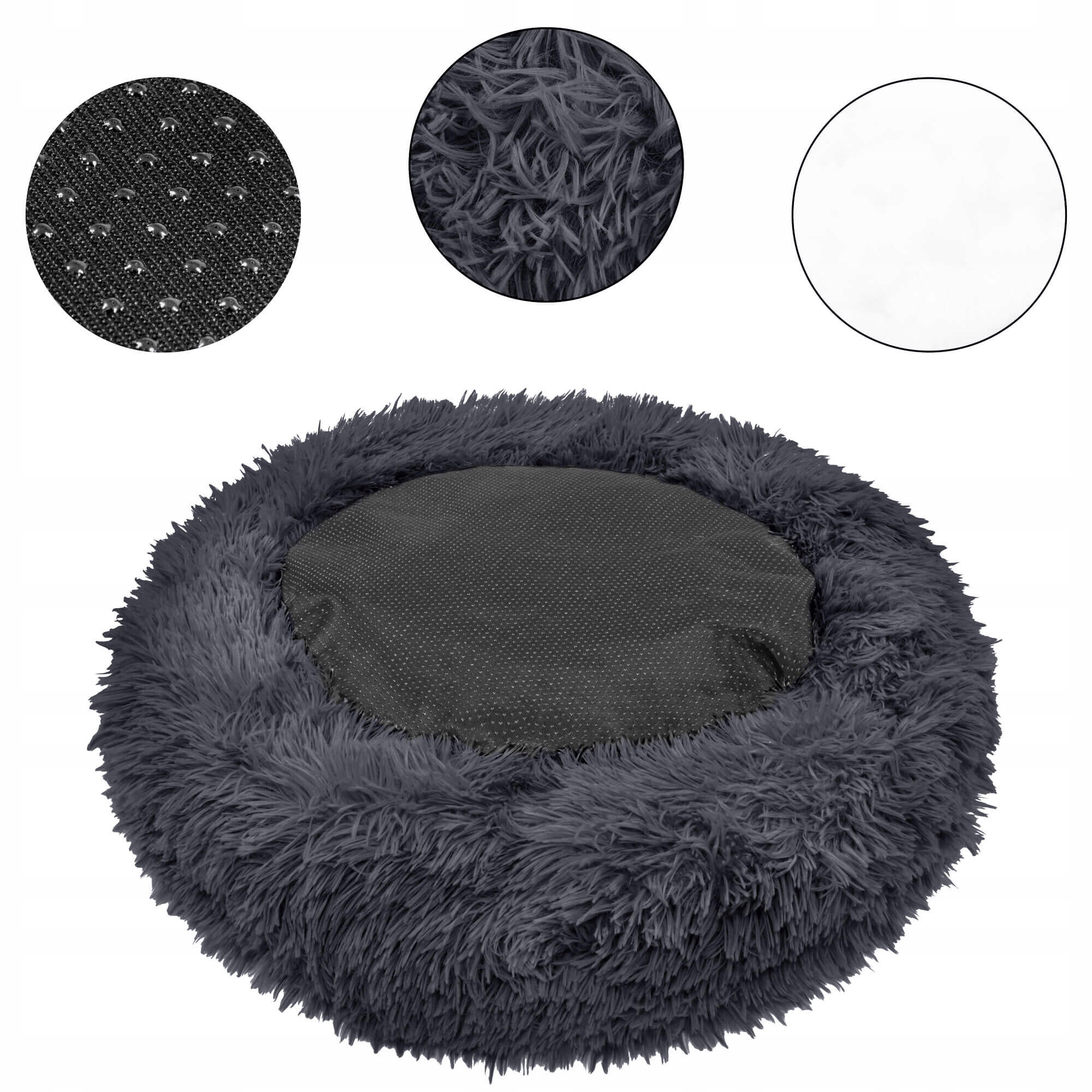 Pat Sersimo pentru caini si pisici, cu husa detasabila, gri inchis, diametru 80cm Household NewTrend