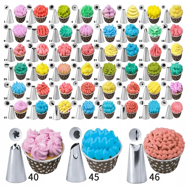 Set patiserie cu platou rotativ, 137 piese cu sabloane pentru ornarea prajiturilor Household NewTrend