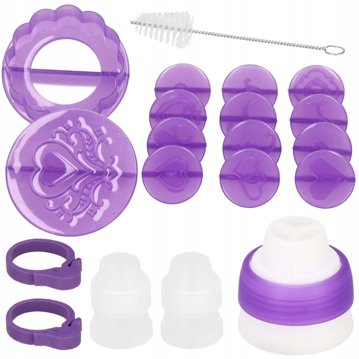 Set patiserie cu platou rotativ, 137 piese cu sabloane pentru ornarea prajiturilor Household NewTrend
