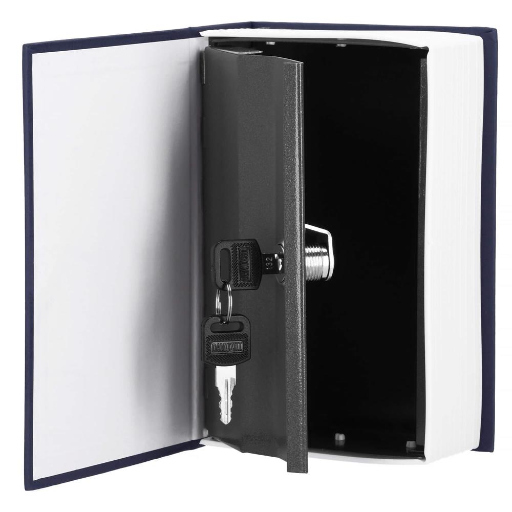 Caseta de valori, cutie metalica cu cheie, portabila, tip carte, Dictionar, albastru, 26x20.5x6.5 cm Household NewTrend