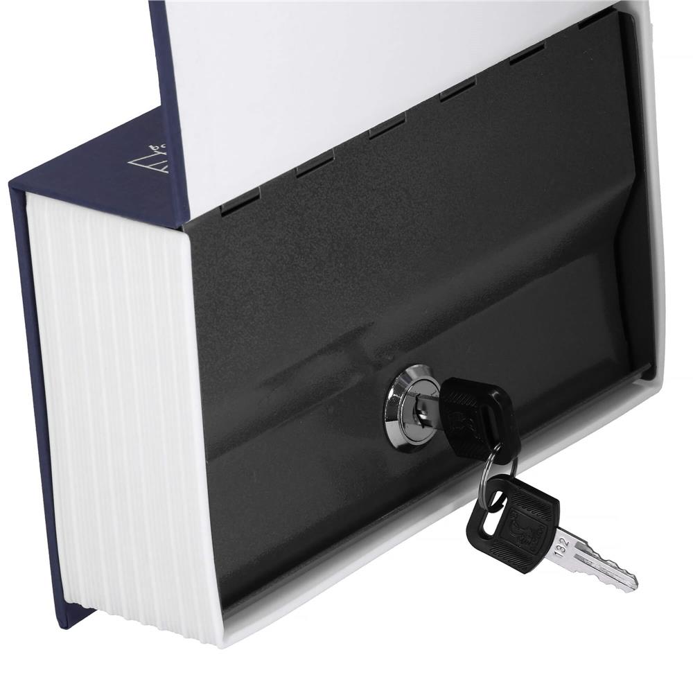 Caseta de valori, cutie metalica cu cheie, portabila, tip carte, Dictionar, albastru, 26x20.5x6.5 cm Household NewTrend