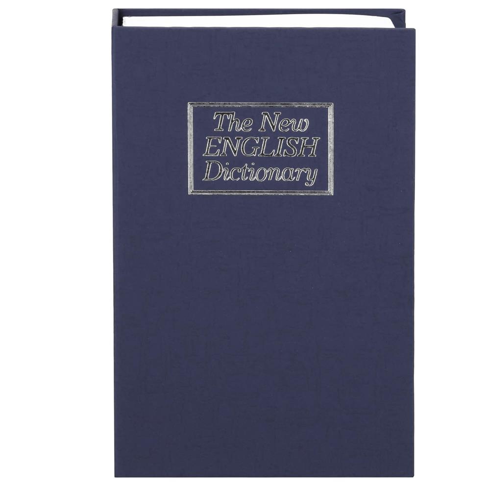 Caseta de valori, cutie metalica cu cheie, portabila, tip carte, Dictionar, albastru, 26x20.5x6.5 cm Household NewTrend