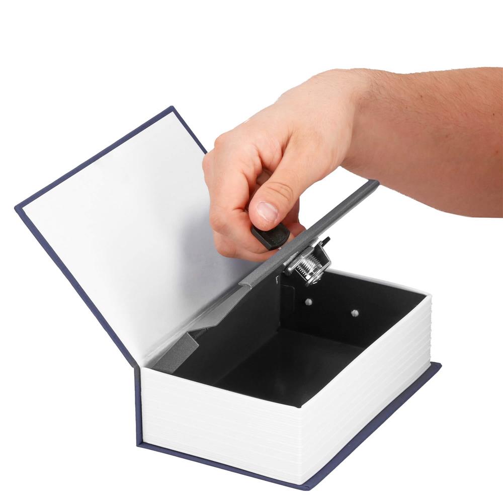 Caseta de valori, cutie metalica cu cheie, portabila, tip carte, Dictionar, albastru, 26x20.5x6.5 cm Household NewTrend