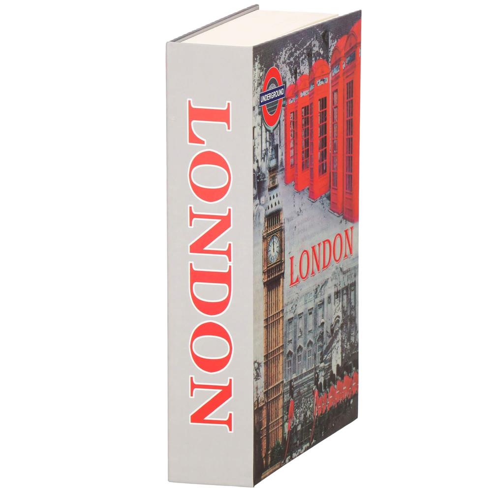 Caseta de valori, cutie metalica cu cheie, portabila, tip carte, London, 22x15.5x4.5 cm Household NewTrend
