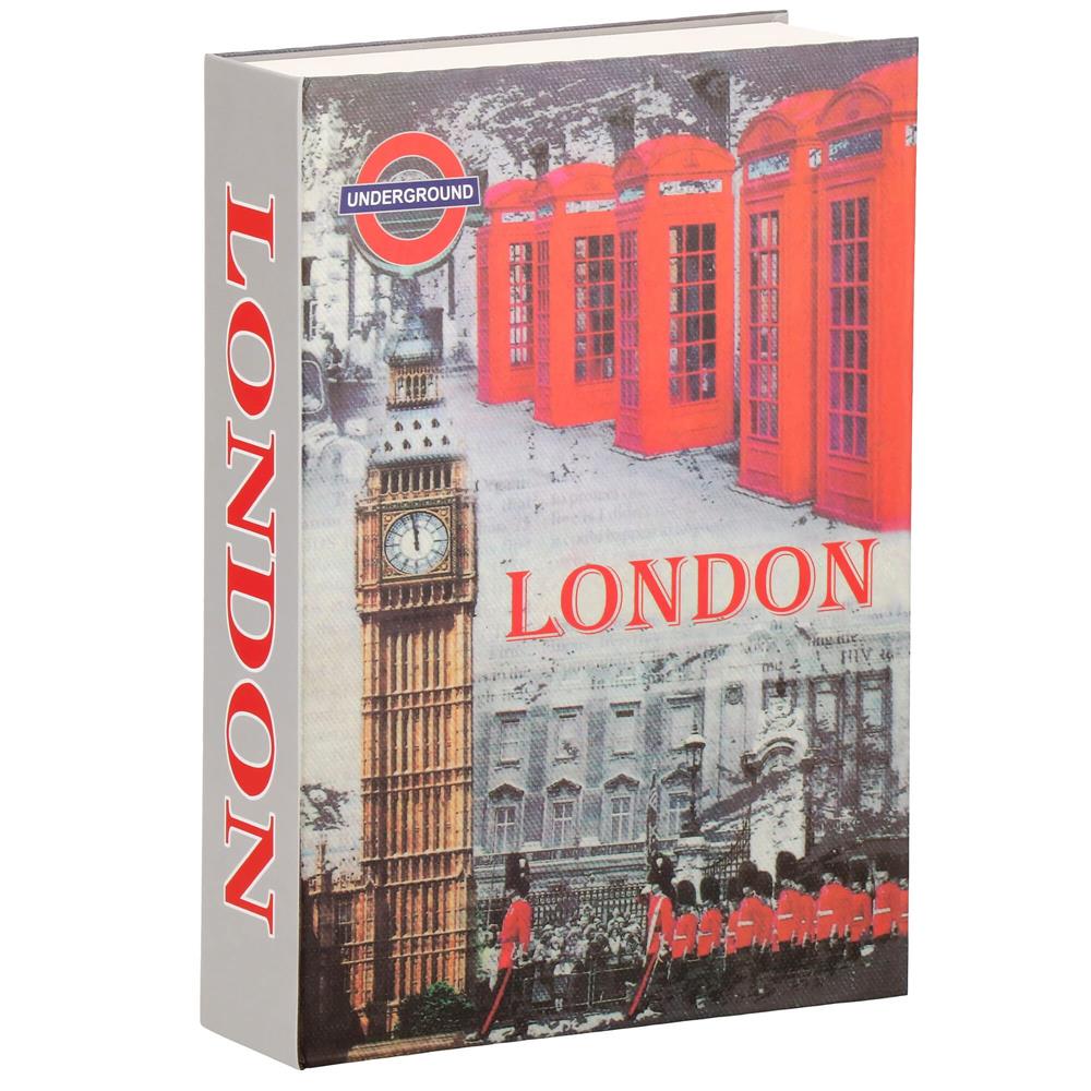 Caseta de valori, cutie metalica cu cheie, portabila, tip carte, London, 22x15.5x4.5 cm Household NewTrend
