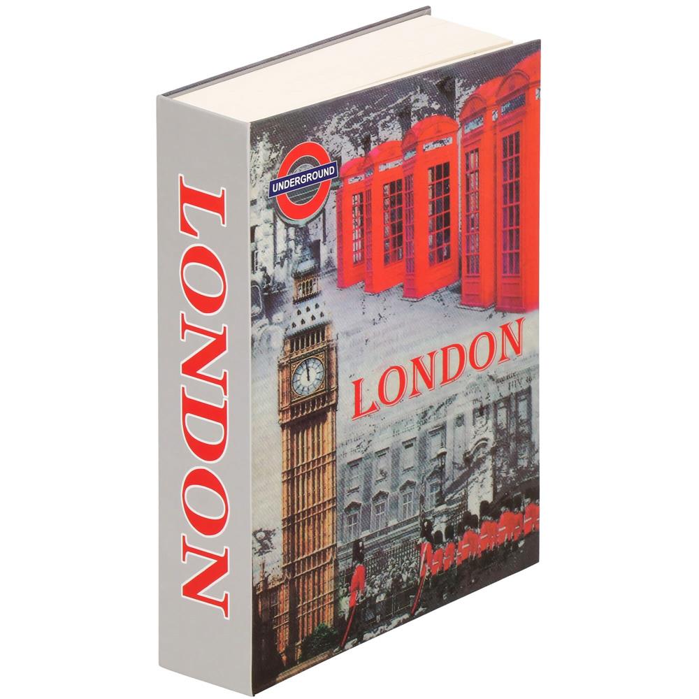 Caseta de valori, cutie metalica cu cheie, portabila, tip carte, London, 22x15.5x4.5 cm Household NewTrend