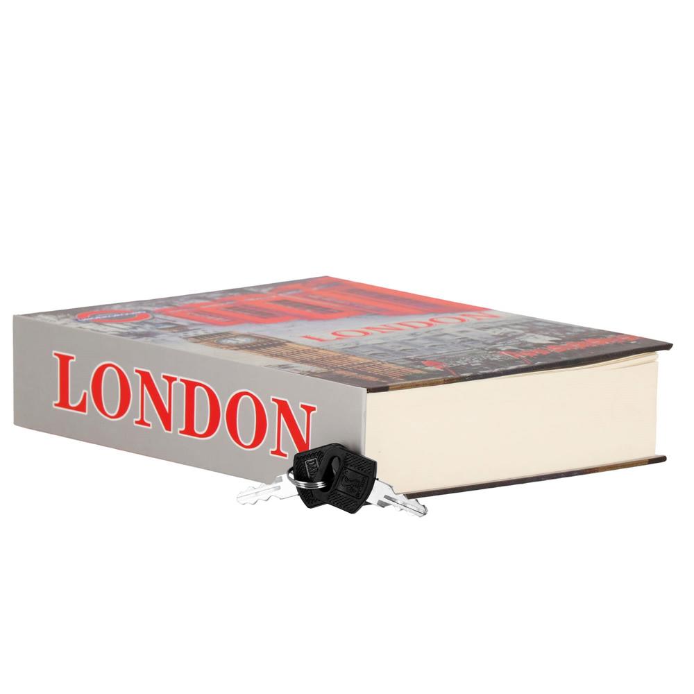 Caseta de valori, cutie metalica cu cheie, portabila, tip carte, London, 22x15.5x4.5 cm Household NewTrend