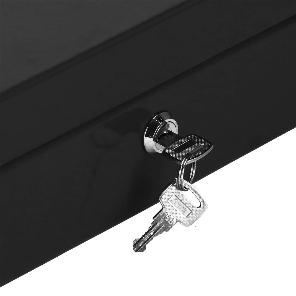 Caseta pentru bani tip cutie de valori, compartimentanta, cu cheie, metal, 25x20x9cm, negru Household NewTrend