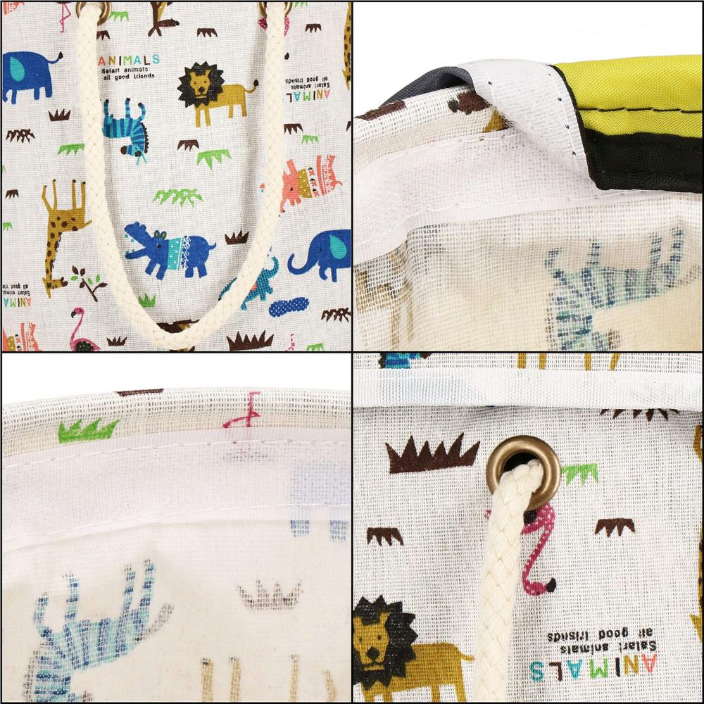 Cos depozitare haine sau jucarii, 30x30 cm, bumbac si in, 27 l, animalute, alb Household NewTrend
